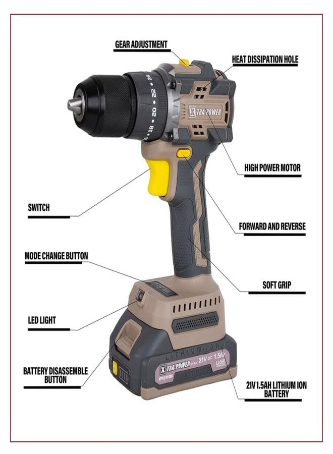 Xtra Power BRUSHLESS IMPACT DRILL 13 MM XPC-ID-01, Yellow - Image 2